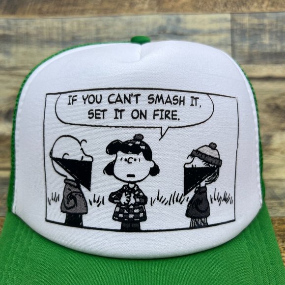 If You Can't Smash It Set It On Fire Trucker Hat Green Snapback Anarchy Ball Cap - Picture 3 of 8